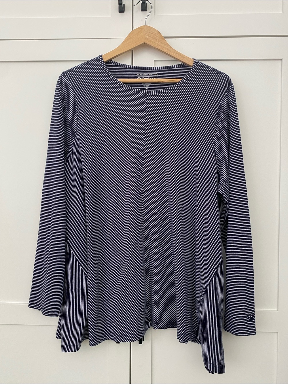 COOLIBAR Navy & White Long-Sleeve Striped Tunic Bamboo Blend UPF 50+ Size XXL